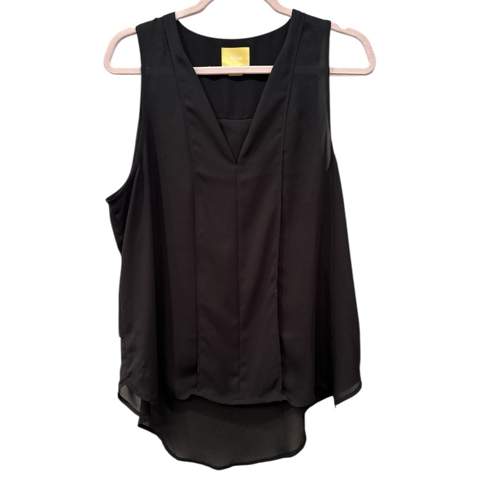 Maeve Black Sleeveless V Neck  Blouse Tank High Low Hem Career Capsule Sz 12